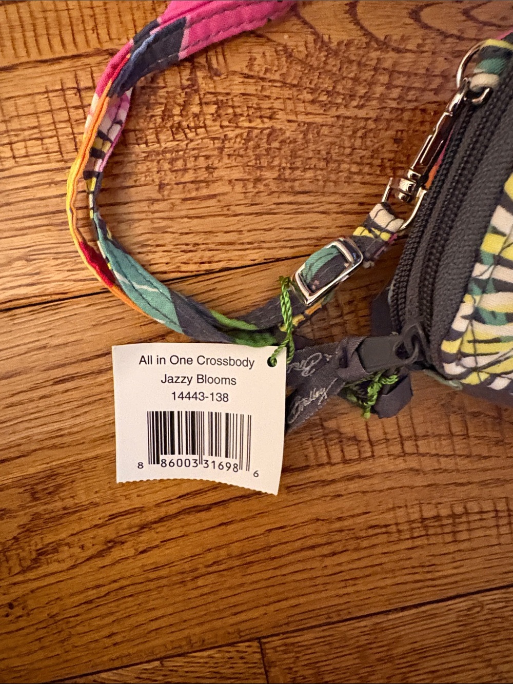 Vera Bradley Dark Gray Floral Crossbody with Pink, Yellow & Green Accents - Picture 5 of 6